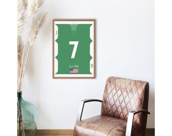 Jaylen Brown geïnspireerde Boston Celtics-poster – digitale download basketbalmuurkunst | Afdrukbaar NBA-cadeau | Modern sporthuisdecoratie
