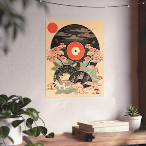 Japanese Art Style Music Vinyl Wall Art Poster, Matte Vertical Posters, Japanese Wall Decor, Music Wall Art, Vinyl Record Poster, Japanese