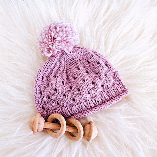 Newborn Handknit Beanie and Rattle