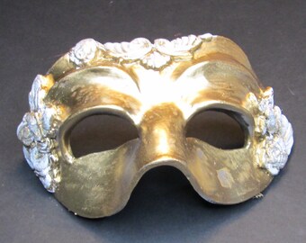 golden mask, gold and white colors, Masquerade mask, carnival, custom made, color choices, Mardi Gras, Masked Ball, swirls