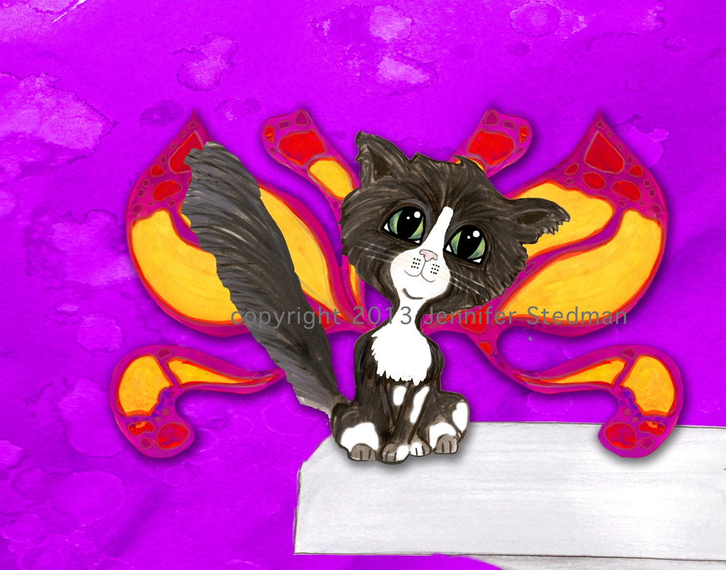 Cute Cat Fairy, Trixie, Feline Pixie, Watercolor Print, Fairy Cat, Adorable  Big Eyed Kitten Artwork, Background Color Choices - Etsy