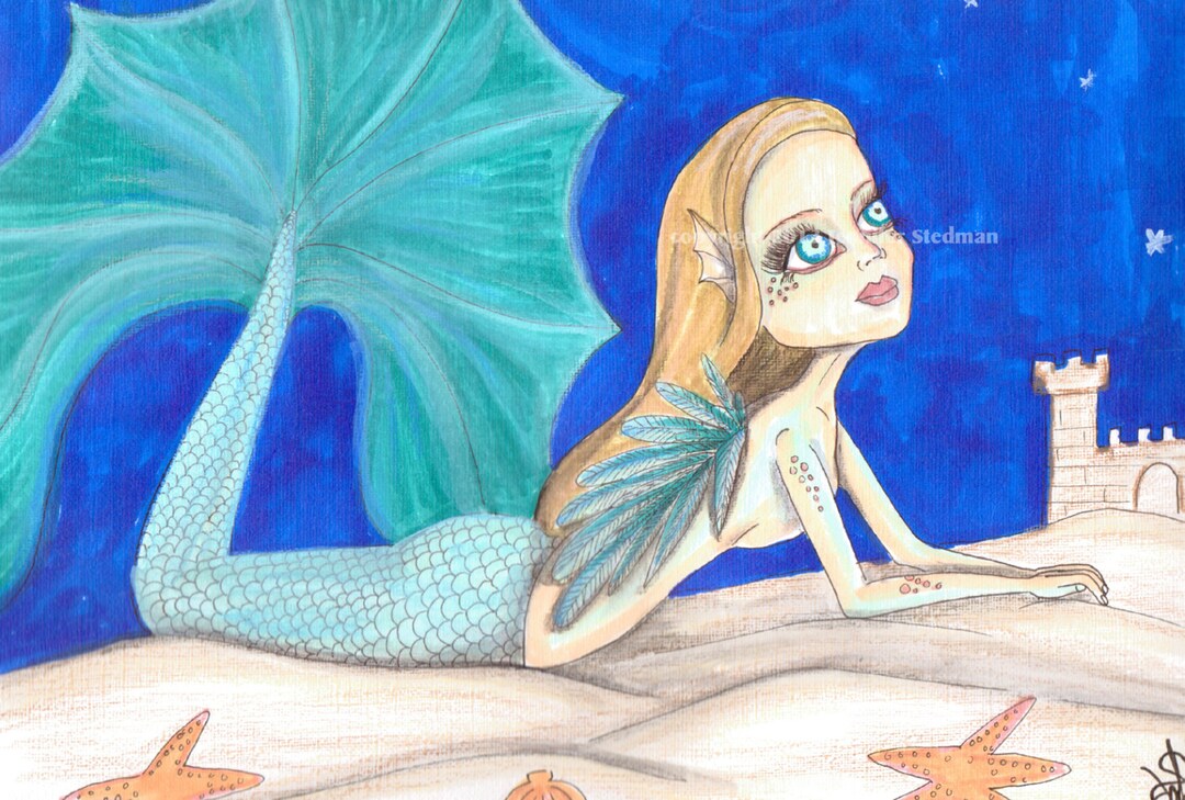 Fantasy Mermaid Art Illustration Print, Merfolk Artwork, Siren ...