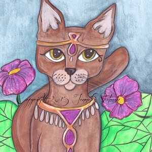Tan tabby, Cute Cat art, fantasy feline, Egyptian, adorable, big eyes