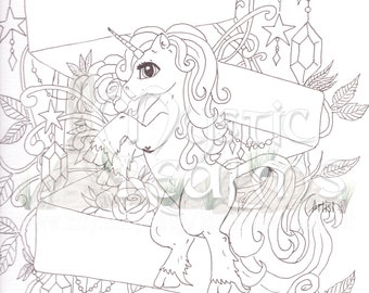 Pretty Unicorn, Unicorn art, Unicorn coloring page, Coloring page download, Unicorn, big eyes, fantasy art,