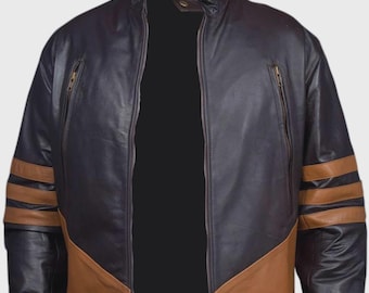 Handmade Two-Tone Cream and Black Genuine Leather Cafe Racer Jacket: Men's Retro Biker Style