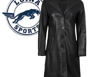 Handmade Sheepskin Leather Car Coat - Women's Classic Button Front