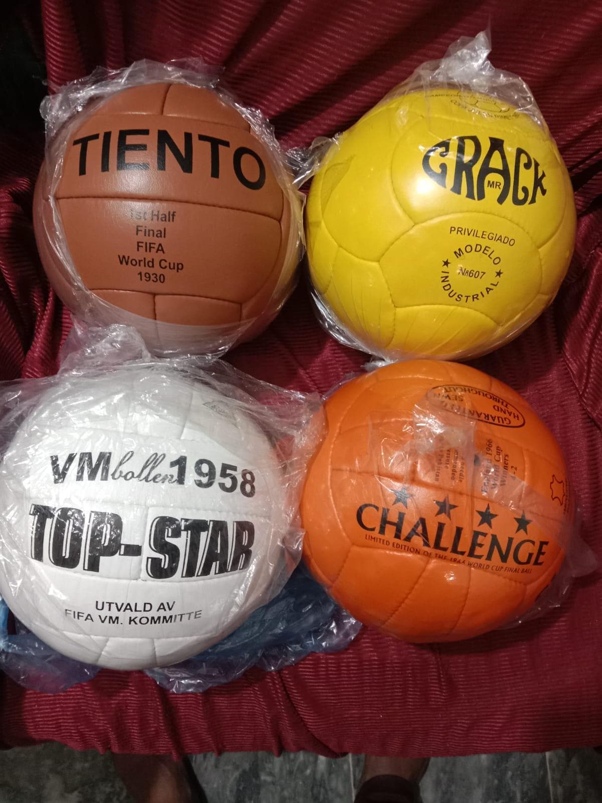 Vintage FIFA World Cup Leather Soccer Ball Set, 1930-1966 (size 5