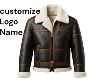 Men's RAF Aviator B3 Bomber Jacket: Shearling Sheepskin Leather Winter Coat