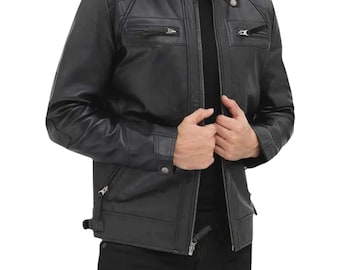 Herren Echtleder Bikerjacke | Slim Fit Motorradjacke | Personalisierter Stil