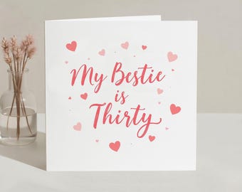 Mi mejor amiga cumple 30 años, tarjeta personalizada para mi mejor amiga, regalo para mi mejor amiga, trigésimo cumpleaños