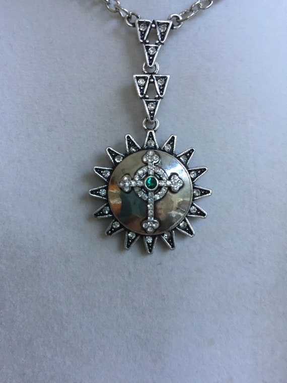 Celtic Silver Snap on Crystal Cross Necklace | Etsy