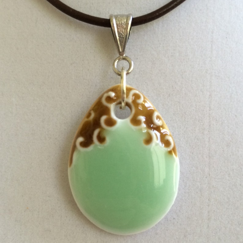 Ceramic Stone Pendant Necklace Etsy