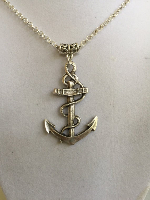 Silver Anchor Necklace Etsy
