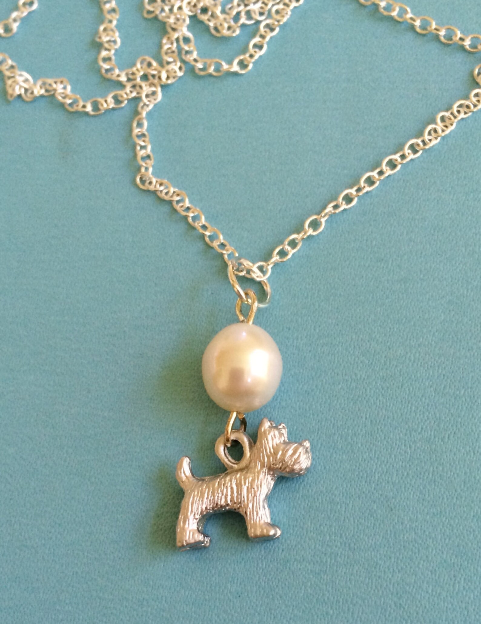 Scottie Dog and Pearl Necklace Etsy