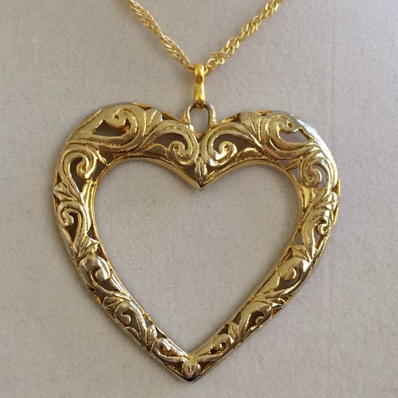 Antique Gold Heart Necklace Etsy