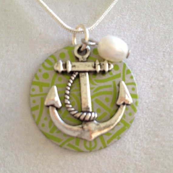 Items similar to Anchor and Pearl Necklace on Etsy