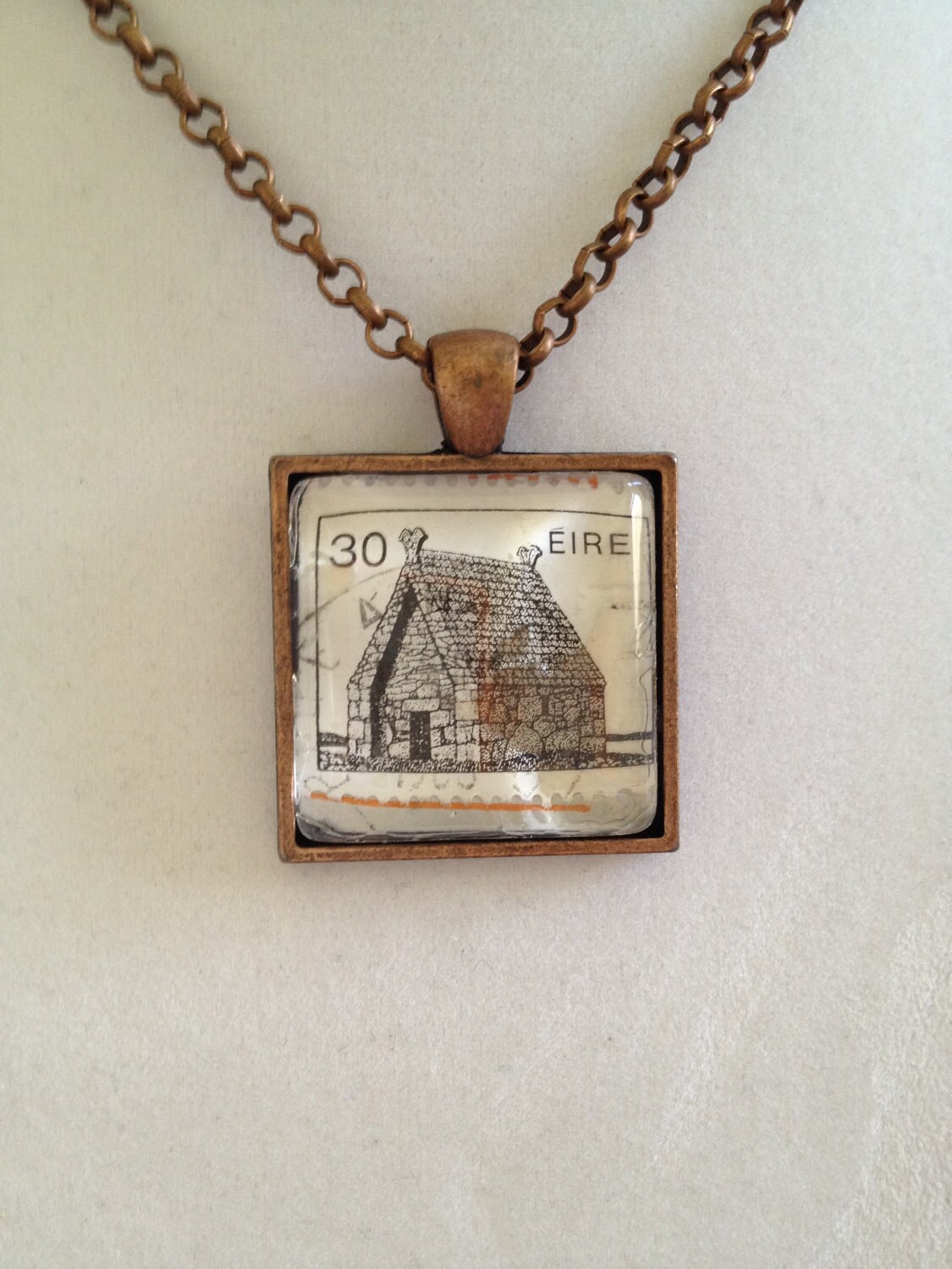 Irish Stamp Pendant Necklace Etsy