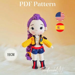 K-Pop Inspired Crochet Doll Pattern: Idol Amigurumi (PDF in English, Spanish)