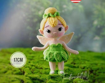 Patrón de ganchillo para hada pequeña, muñeca de hada amigurumi, PDF en inglés
