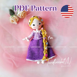 Long Hair Princess Crochet Doll Pattern, Amigurumi Fairytale Girl (PDF Pattern in English)