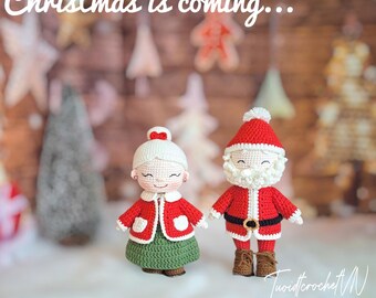 Santa and Mrs. Claus Crochet Pattern, Christmas Amigurumi Couple (PDF)