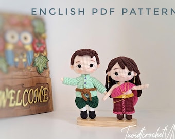 Thai Traditionelles Paar Häkelanleitung – Amigurumi Doll PDF Anleitung, Bundle 2in1, PDF In Englisch
