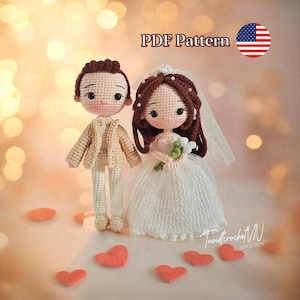 Patrón de Pareja de Novios a Crochet: Amigurumi (PDF en inglés), Paquete 2 en 1