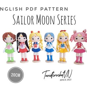 E-book Sailor Moon Crochet Pattern, Amigurumi Dolls From Sailor Moon Series, Bundle 6 In 1 , PDF In English