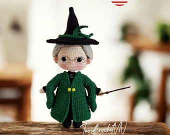 Elegant Witch Professor Crochet Pattern, Amigurumi Doll PDF, PDF in English