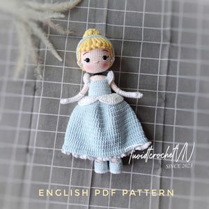 Princess Doll Crochet Pattern, Princess Doll With Blue Dress Amigurumi Crochet Pattern, PDF In English