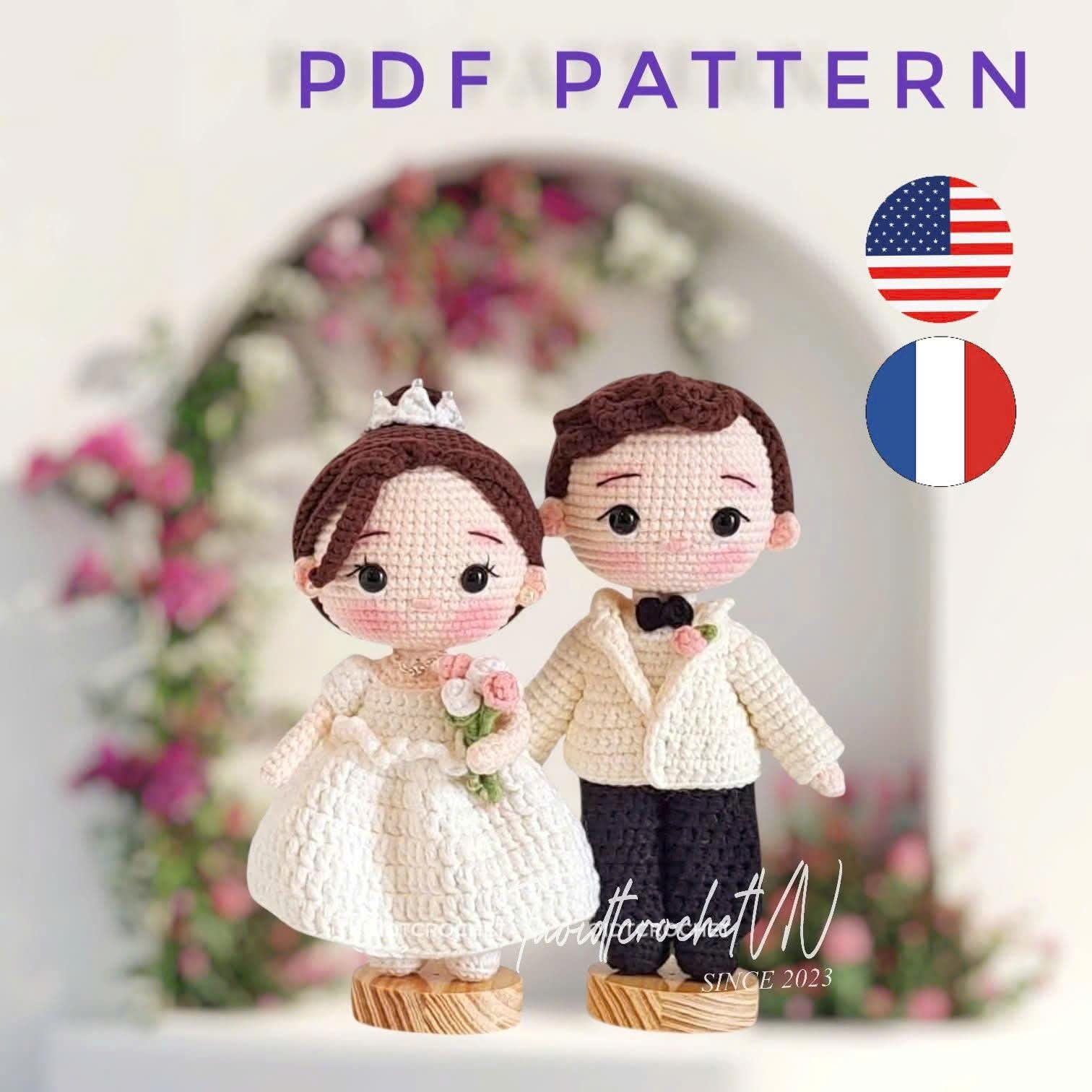 Crochet Wedding Couple Amigurumi Doll Pattern: Bride \u0026 Groom (PDF in  English, French) - Etsy, image size:1512x1512
