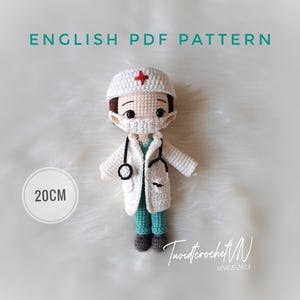 Doktor Häkelanleitung, Doktor Amigurumi Muster, Doktor Puppe Häkelanleitung, Sanitäter Geschenk, DIY Doktor Spielzeug Muster, PDF In Englisch