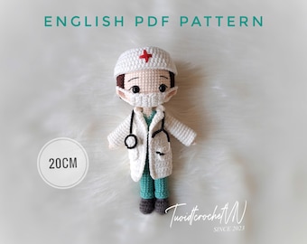 Doctor Amigurumi Crochet Pattern: Medical Staff Gift (PDF in English)