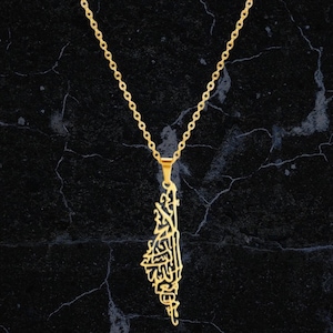 Palestine Necklace – Free Palestine Pendant – Arabic Map Jewelry – Middle Eastern Pride Chain – Gaza Support Gift – Palestinian Flag