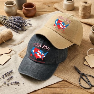 Anpassad hatt för 250-årsjubileum i USA, personlig hatt för stads- och delstatskartor, hatt för självständighetsdagen, patriotisk gåva