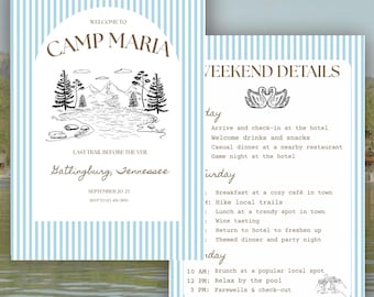 Wilderness Bachelorette Invitation - Camp Theme, Editable (Digital Download)