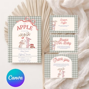 Apple Baby Shower Invitation: Fall Theme, Gender Neutral (Digital Download)