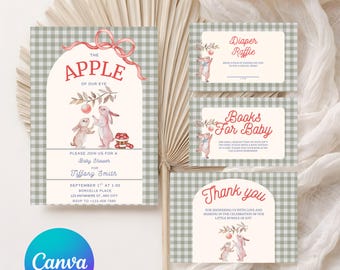Apple Baby Shower Invitation: Fall Theme, Gender Neutral (Digital Download)