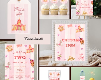 Circus 2nd Birthday Party Bundle: Carnival Decorations (Digital Download