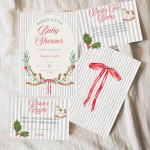 Vintage Christmas Baby Shower Invitation: Editable Holiday Template (Digital Download)