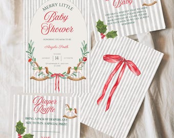 Vintage Christmas Baby Shower Invitation: Editable Holiday Template (Digital Download)