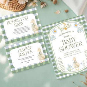 Mother Goose Editable Digital Invitation - Goose Baby Shower Theme - Gender Neutral