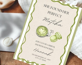 Matcha Bridal Shower Invitation | Editable Canva Template (Digital Download)
