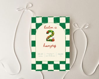 Hungry Caterpillar 2nd Birthday Invitation, Two Hungry Caterpillar Birthday Invite, Printable 2 Year Old Birthday Party, Book Birthday