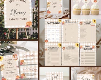 Thanksgiving Baby Shower Bundle: Editable Canva Templates (Digital Download
