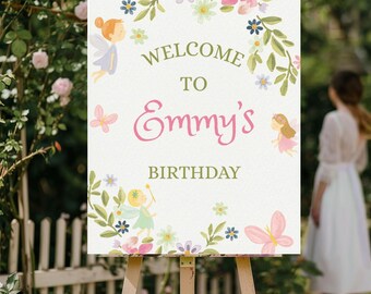 Fairy First Birthday Welcome Sign | Editable Template | Whimsical Garden Party | Fairy Theme | Digital Download
