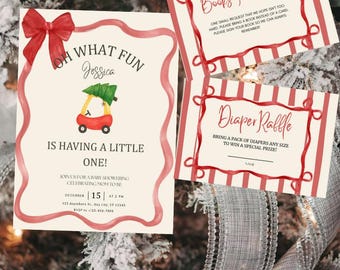 Oh What Fun Christmas Baby Shower, Holiday Baby Shower Invitation, Editable Canva Template, Christmas Shower Designs