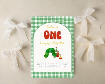 Hungry Caterpillar Birthday Invitation • Editable 1st Birthday Invite • Caterpillar Party Printable • Book Birthday Party