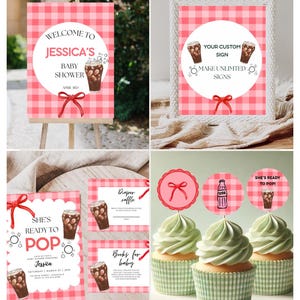 She’s Ready to Pop Baby Shower Invitation Bundle - Digital Download - Editable Soda Theme - Soda Pop Theme - Retro Baby Shower