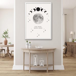 Moon Phases Printable Wall Art - Stay Wild Moon Child Quote - Minimalist Boho Moon Poster - Digital Download